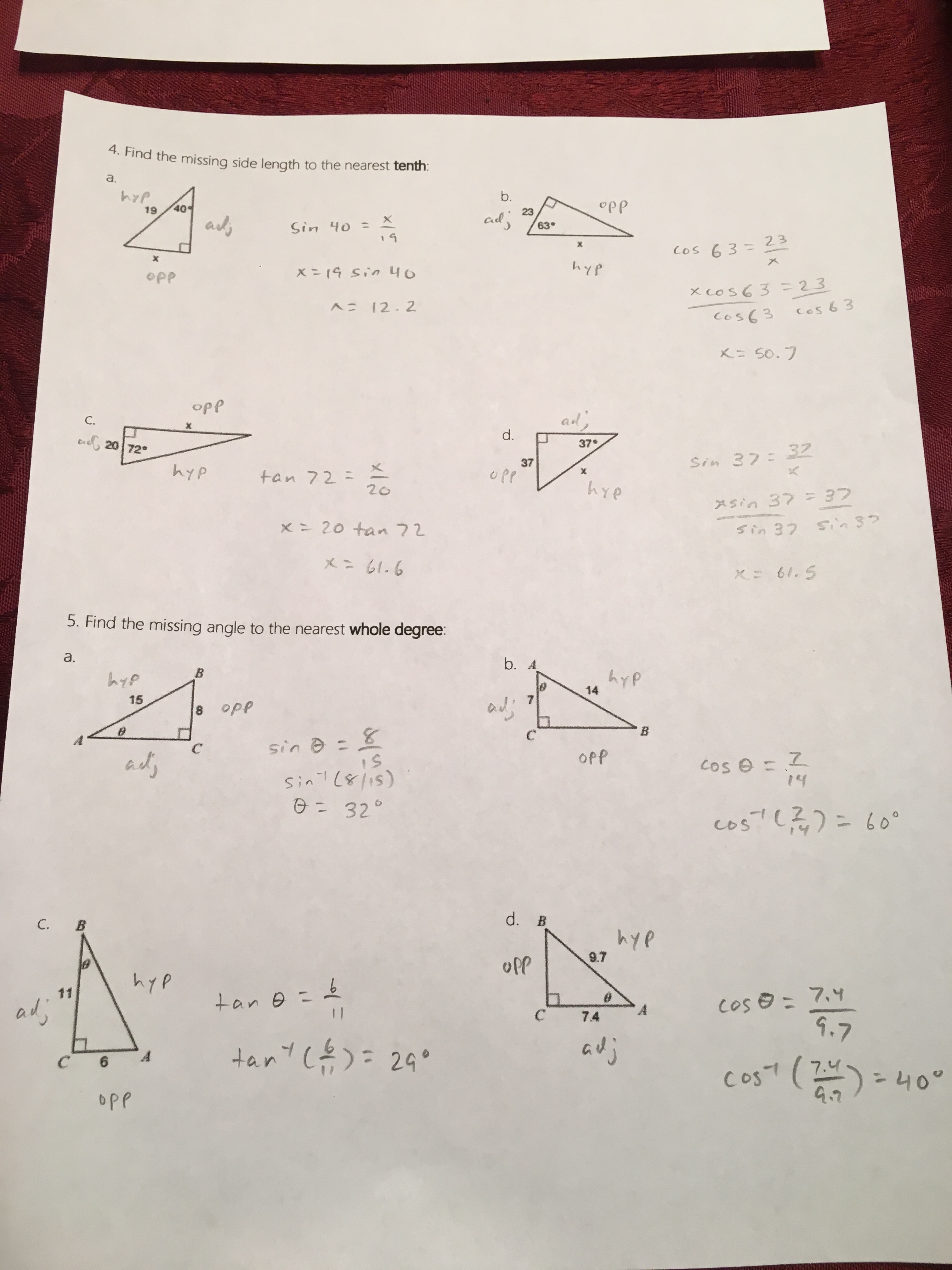 Unit 8 Right Triangles And Trigonometry Answers ≥ COMAGS ...